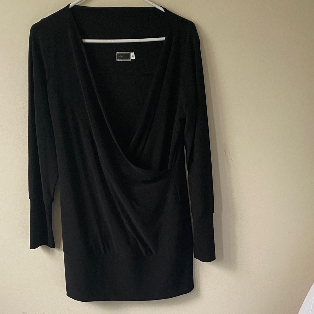 Sympli Black Drape Neck Blouse